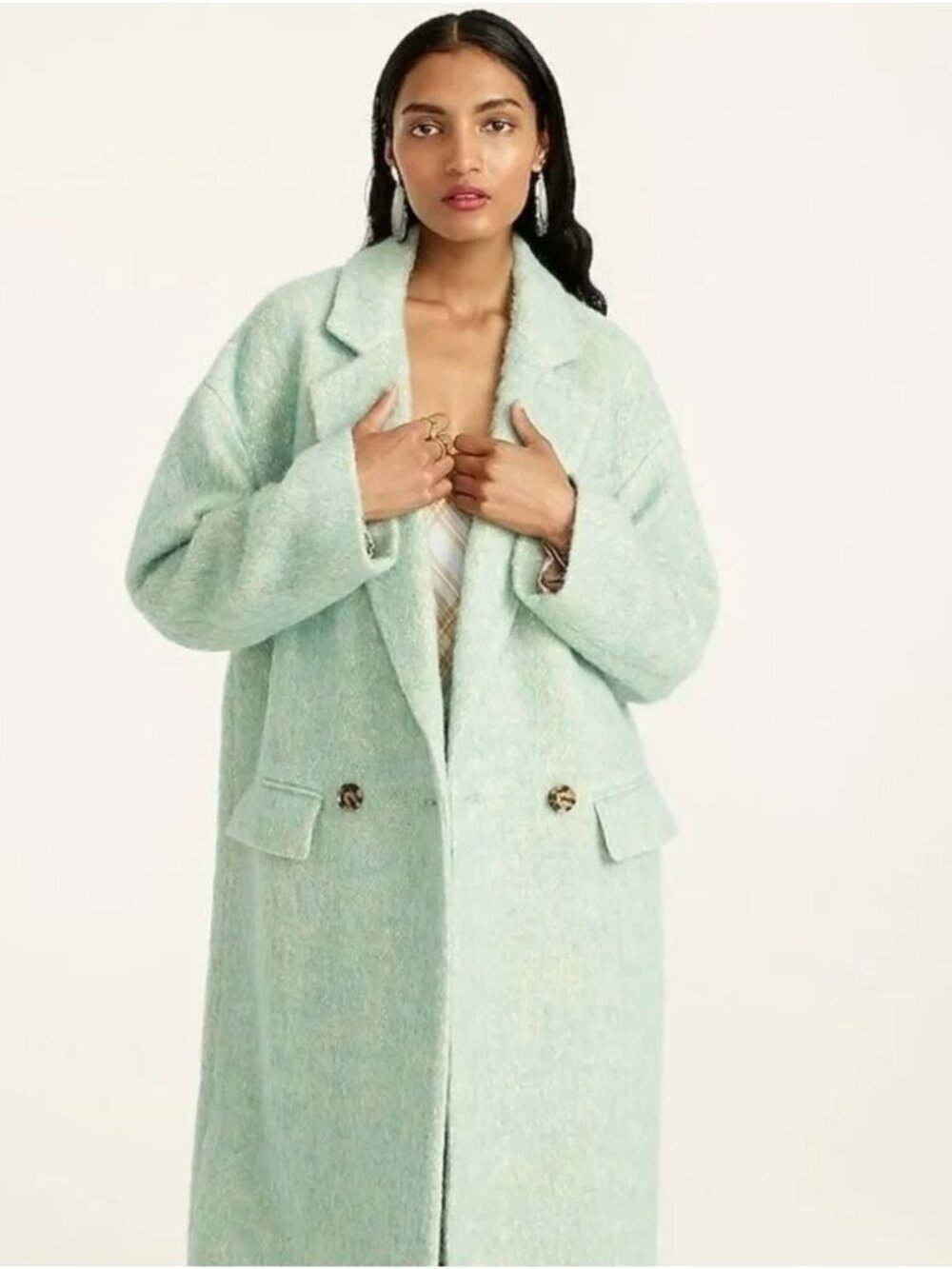 NWT J.Crew Relaxed Topcoat in Wintermint Italian Brushed Wool Oversized Coat S - Picture 2 of 11
